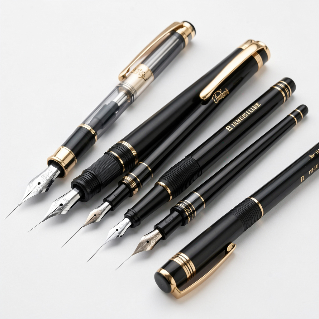 Premium drawing pen set with multiple nib sizes